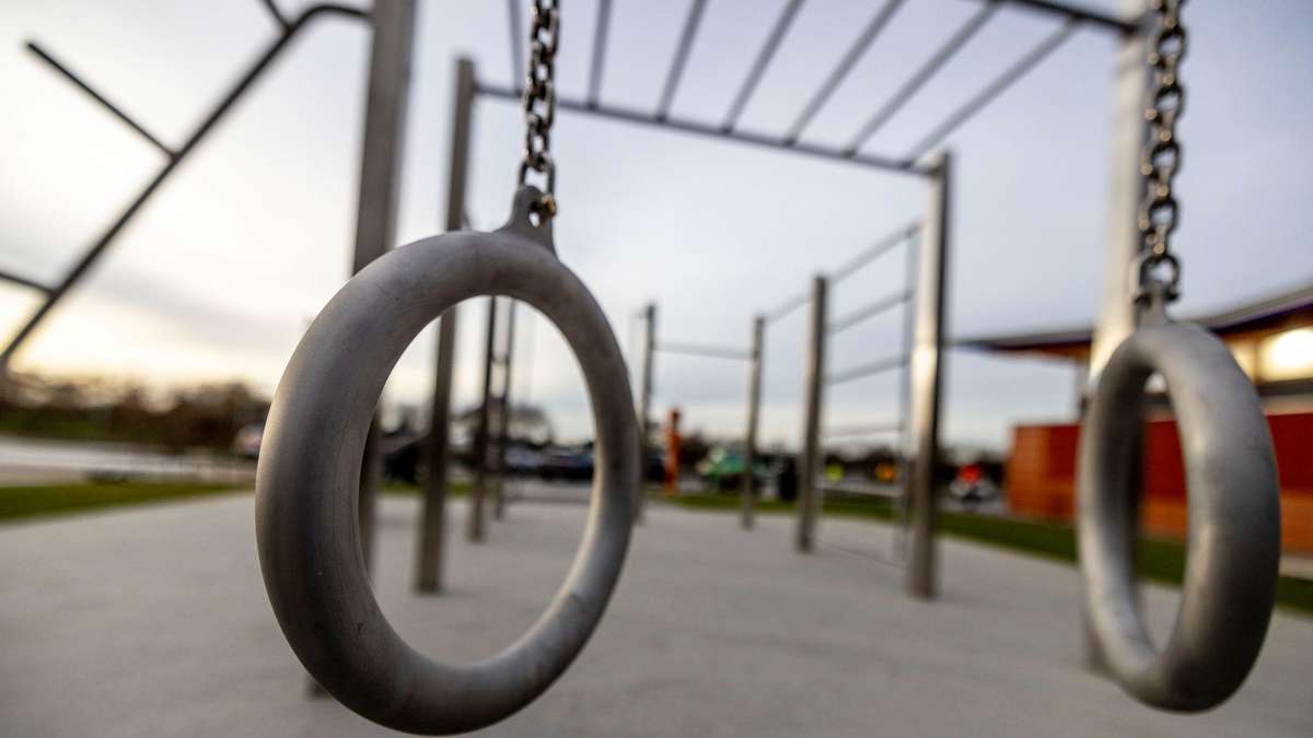 Calisthenics area in spring at the Hünfelder Panoramaring