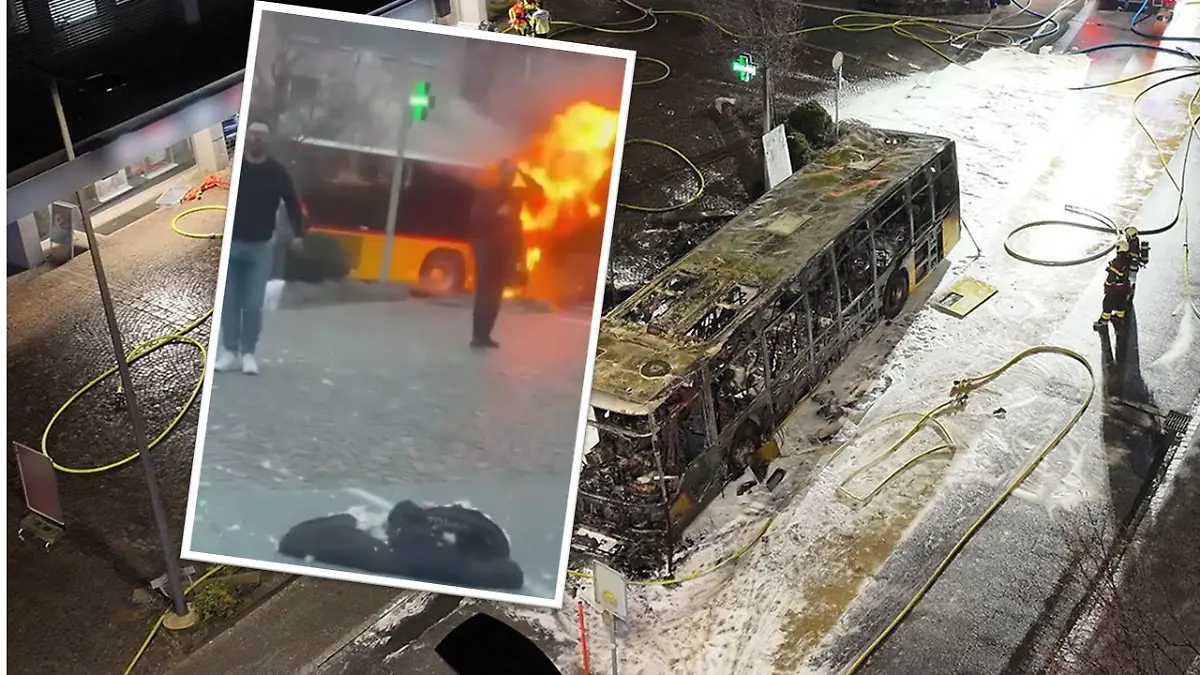 Bus set on fire in Kerzers! The arsonist (65) is said to have lived in a mobile home, heavily indebted, before the crime